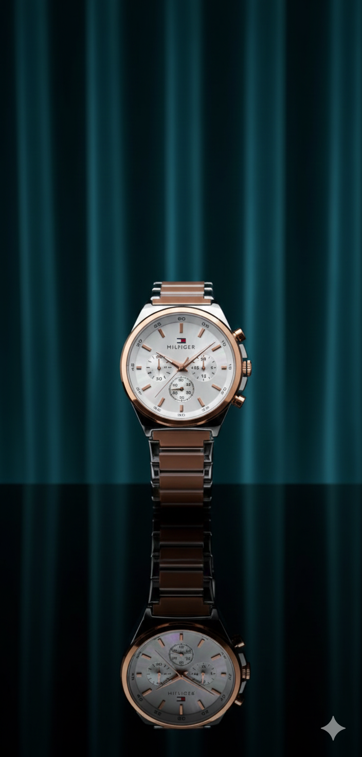 Premium Rose-Gold Chronograph Wrist Watch — Luxury Stainless Steel Strap & Multi-Dial Design