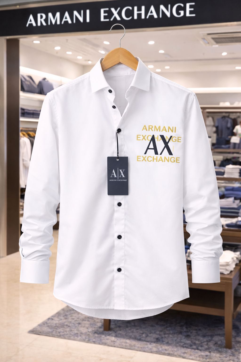Armani Exchange Men’s White Slim Fit Formal Shirt