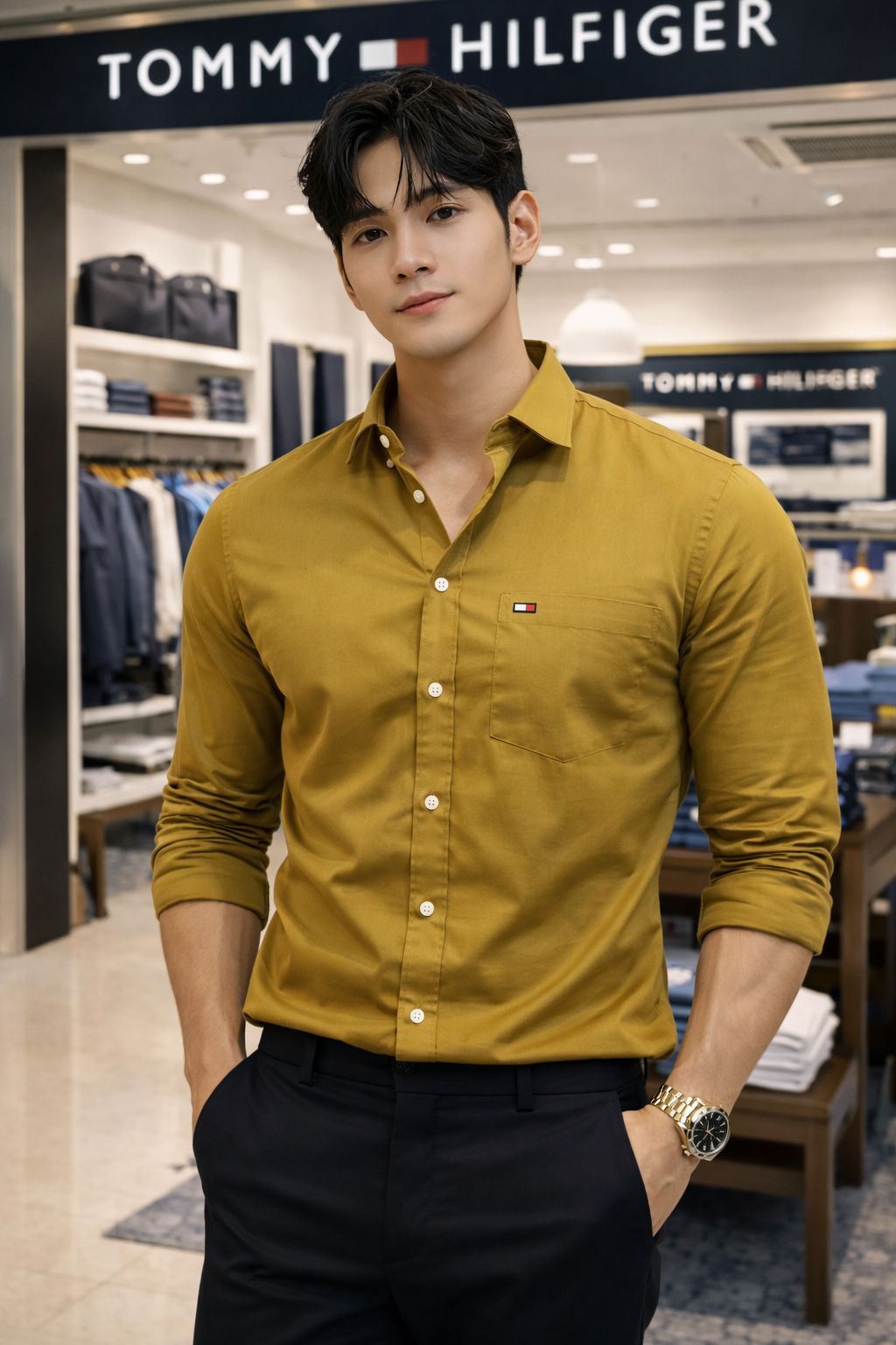 Tommy Hilfiger men Mustard Yellow shirt