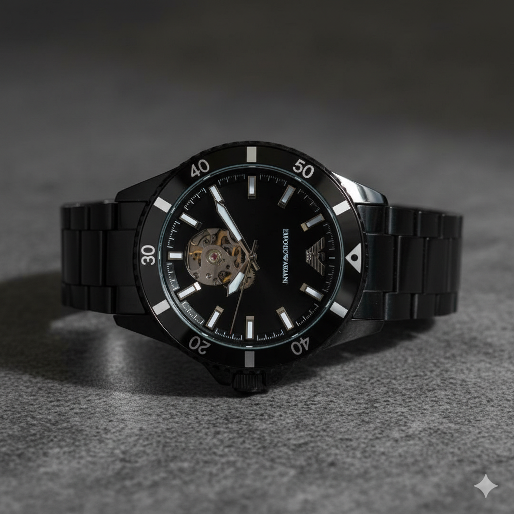 Emporio Armani Black Automatic Luxury Watch