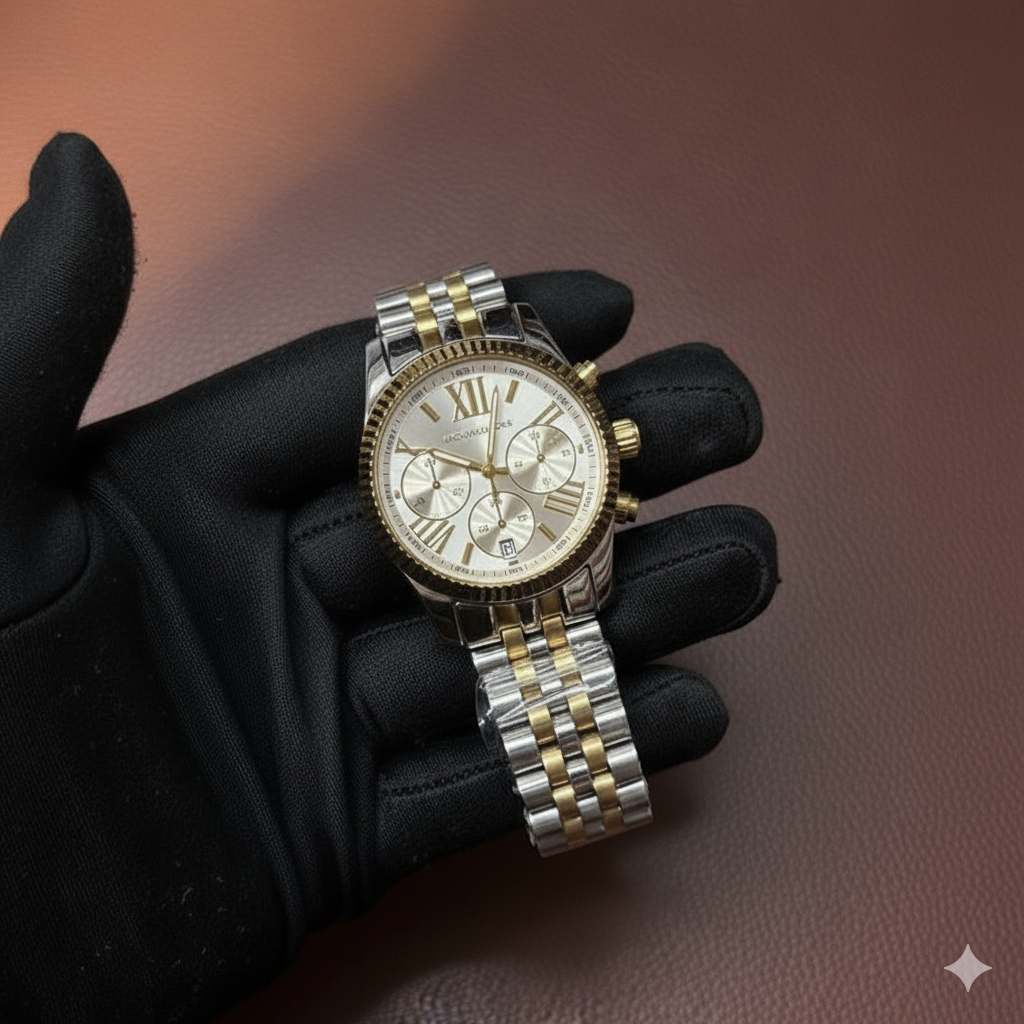 Rolex Two-Tone Luxury Chronograph Watch – Gold & Silver Bracelet with Roman Dial
