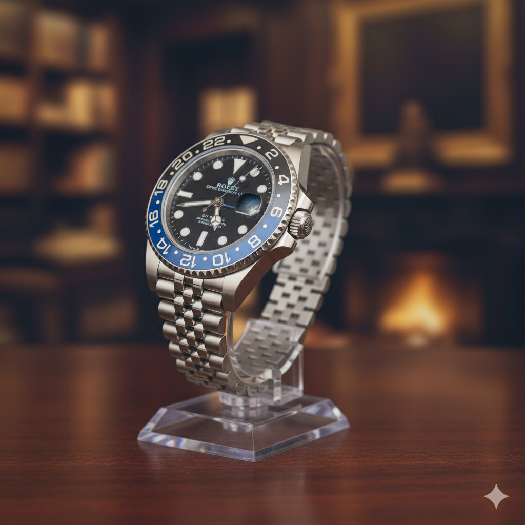 ROLEX  Luxury GMT Dual-Time Stainless Steel Watch (Pepsi Bezel)