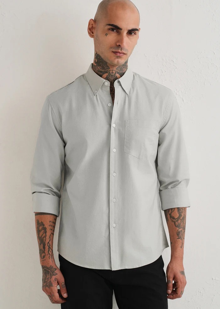 Best Premium Ralph Lauren Oxford Men’s Light Grey Slim cotton Shirt