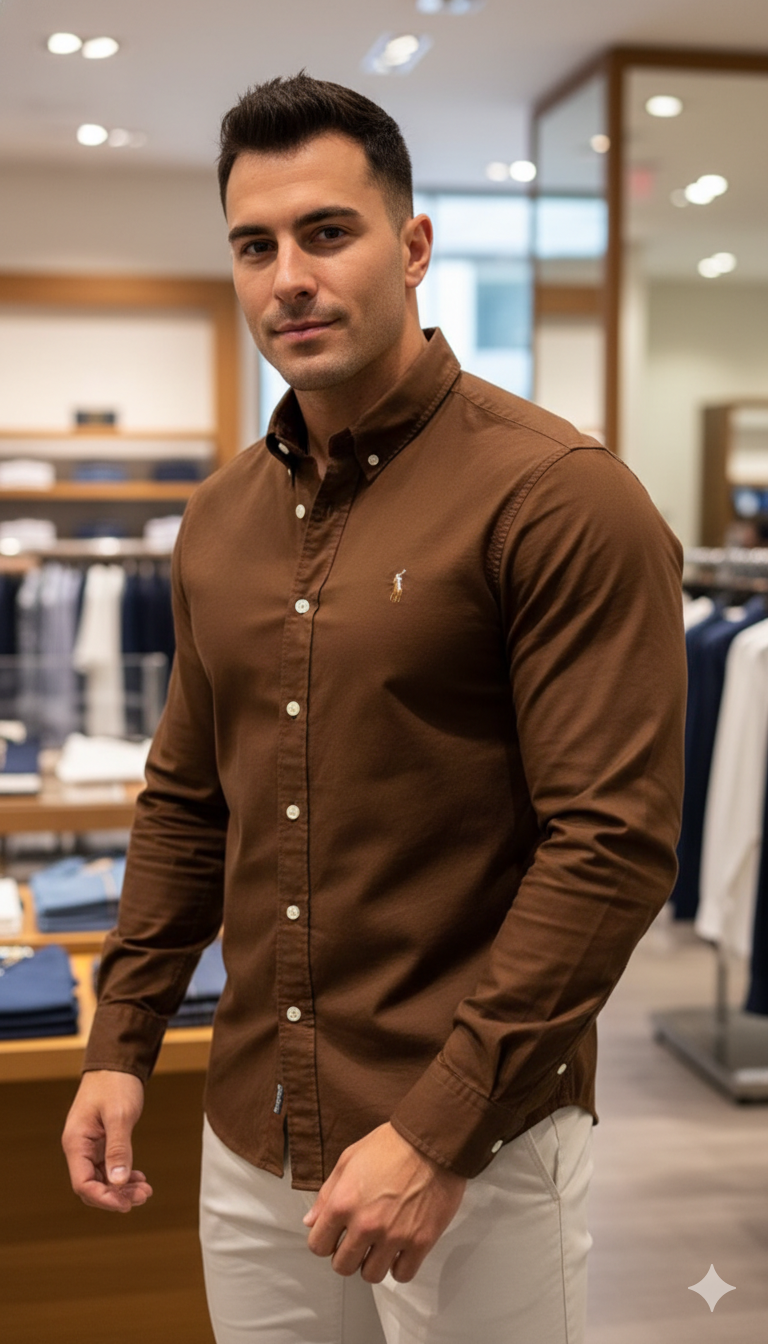 Drezola Premium Style Shirt Classic Brown Oxford Shirt